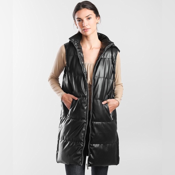 Vigoss Long Black Puffer Vest with Zipper Pockets Size M - Picture 5 of 12